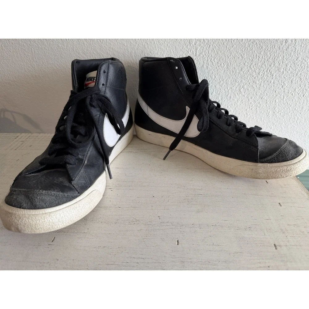 Nike Blazer MID '77 Vintage Mens 13 Black Sail Leather Comfort athletic Sneakers